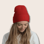 Red Cuffed Organic Cotton Unisex(Men/Women) Beanie