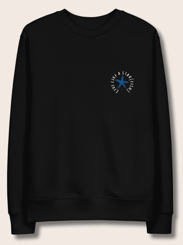 Starfish Oversized Black Unisex(Men/Women) Organic Cotton Hoodie