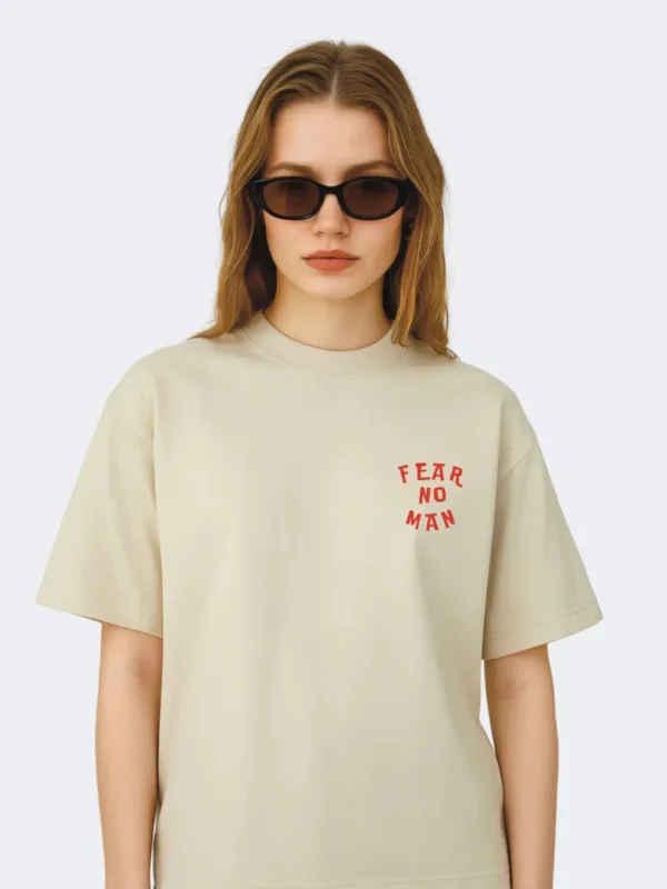 FNM - Fear No Man Sand Color Oversized Unisex(Men/Women) Organic Cotton T-Shirt