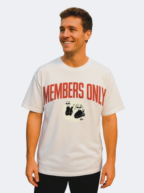 Member's Only White Color Oversized Unisex(Men/Women) Organic Cotton T-Shirt