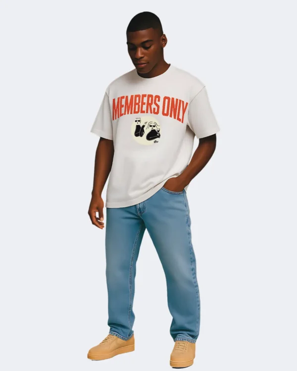 Member's Only White Color Oversized Unisex(Men/Women) Organic Cotton T-Shirt
