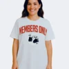 Member's Only White Color Oversized Unisex(Men/Women) Organic Cotton T-Shirt
