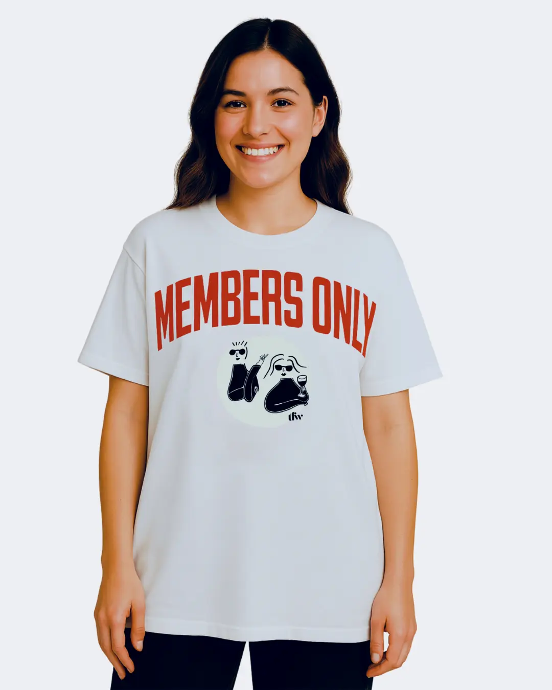 Member's Only White Color Oversized Unisex(Men/Women) Organic Cotton T-Shirt